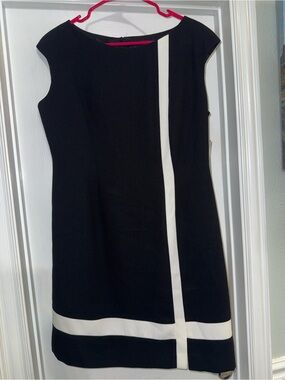 Jones New York Black Mini Dress with White Stripe Detail